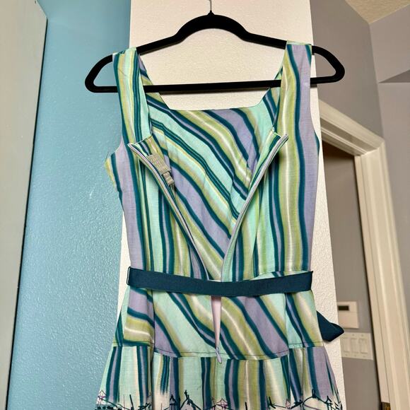 Rabbit Rabbit Rabbit Designs Vintage Blue Scenery Fit to Flare Short Dress 8 - Picture 6 of 12